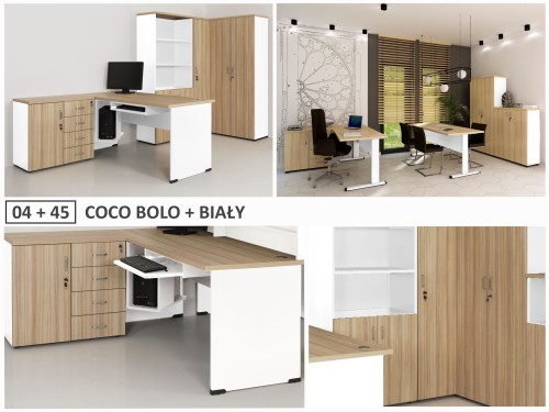 Przykład mebli w kolorze coco bolo 04 + biały 45