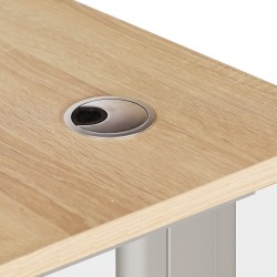 Blat biurka wykonany z płyty 28 mm z przelotką na kable