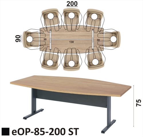 Stół na stelażu metalowym eOP-85-200 ST