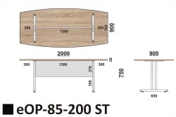 Wymiary stołu eOP-85-200 ST