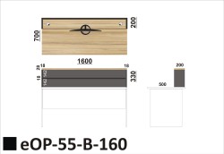 Wymiary przegrody eOP-55-B-160 na jedno biurko