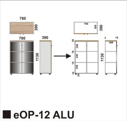 Wymiary regału witryny eOP-12 ALU