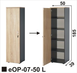 Regał aktowy eOP-07-50 L o szerokości 50 cm otwierany na lewo