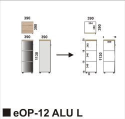 Wymiary regału witryny eOP-12 ALU L