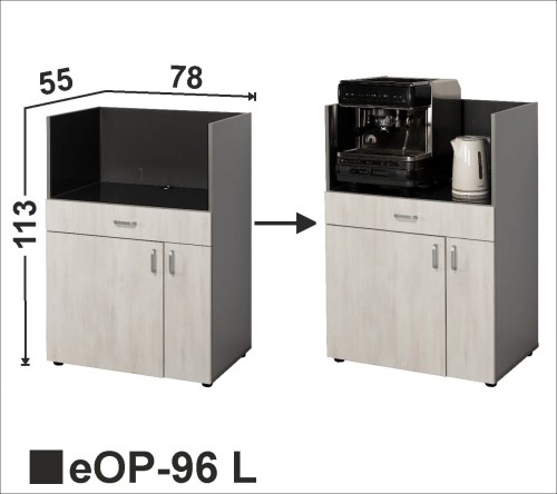 Regał/Szafka na ekspres, czajnik oraz lodówkę eOP-96 L