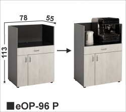 Regał eOP-96 P  na ekspres, czajnik oraz lodówkę