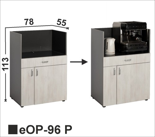 Regał eOP-96 P  na ekspres, czajnik oraz lodówkę