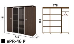 ePR-46 P - regał aktowy z witryną po środku i miejscem na ubrania po prawej stronie