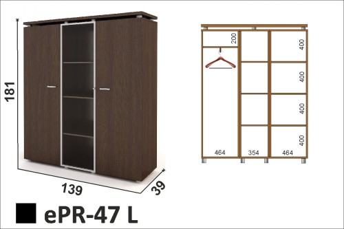 Regał witryna z miejscem na ubranie ePR-47 L