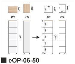 Wymiary regału otwartego eOP-06-50