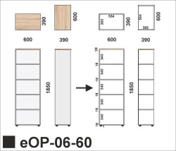 Wymiary regału otwartego eOP-06-60