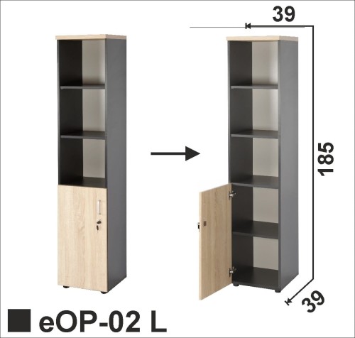 Regał  wąski częściowo zamknięty eOP-02 L