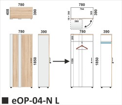 Wymiary regału eOP-04N L