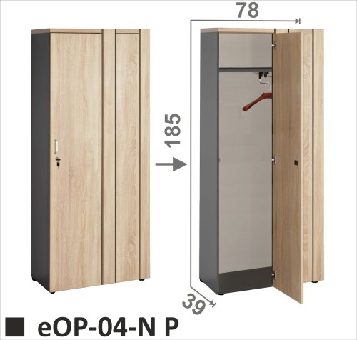 Regał ubraniowy eOP-04-N P drzwi otwierane na prawo