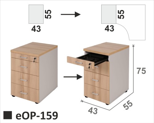 Szafka boczna (kontener) eOP-159 wolnostojąca lub jako boczna szafka do biurek