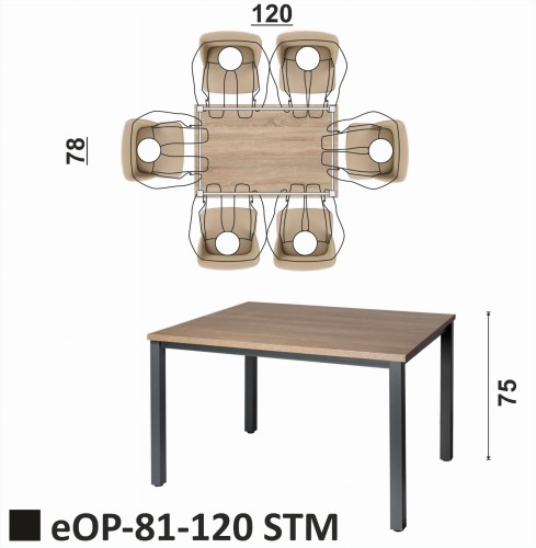 eOP-81-120 STM Stół na skręcanym metalowym stelażu