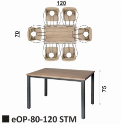 eOP-80-120 STM Stół na skręcanym metalowym stelażu
