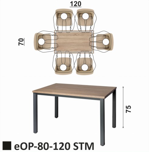 eOP-80-120 STM Stół na skręcanym metalowym stelażu