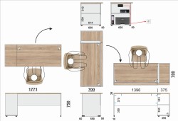 Wymiary biurka eOP-150 L -177