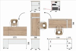 Wymiary biurka eOP-150P-177