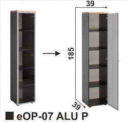Regał witryna eOP-07 ALU P  otwierany na prawo