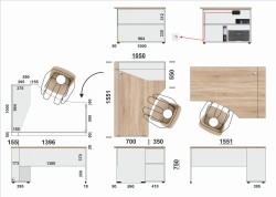 Wymiary biurka eOP-152-155 P