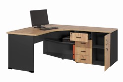 Zestaw Z-152 P - widok szafki w pozycji otwartej z przykładowym komputerem i segregatorem