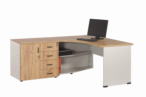 Zestaw mebli Z-152 L tworząc ergonomiczne stanowisko pracy - przykład z komputerem