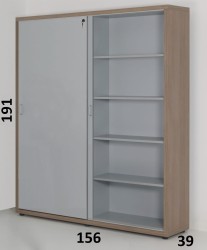 Regał eQM-16 - pięć poziomów na segregatory,  drzwi przesuwne dwuskrzydłowe