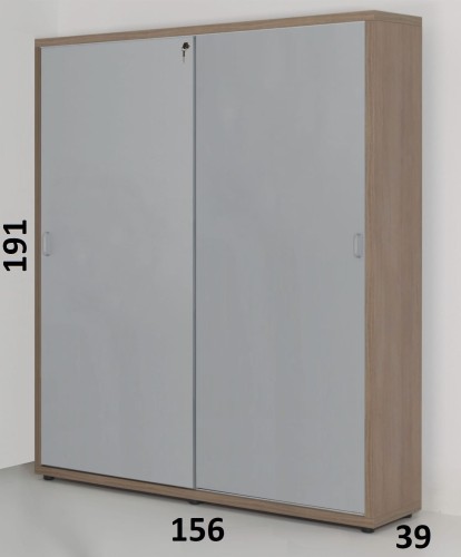 Regał eQM-16 - pięć poziomów na segregatory,  drzwi przesuwne dwuskrzydłowe