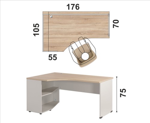 Biurko eOP-152-176 L