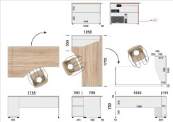 Wymiary biurka eOP-152-176 L