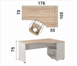Biurko profilowane z szafką eOP-152-176 P