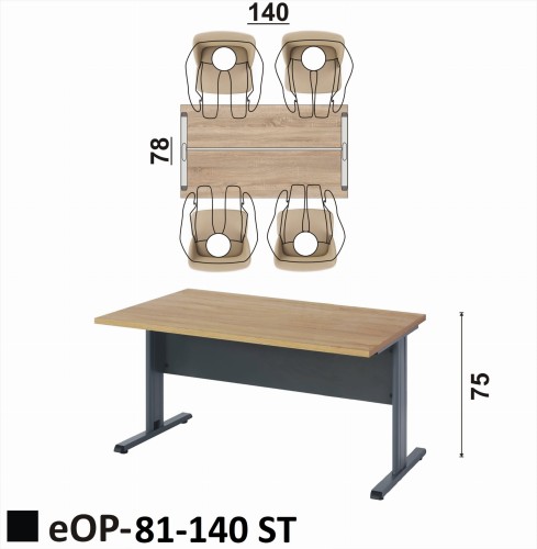 Stół eOP-81-140  - czteroosobowy