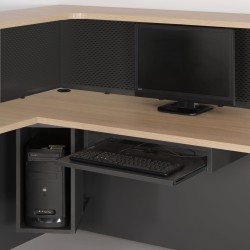 Zestaw zawiera blaty wysuwane i kontenery na komputer