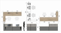 UKŁAD MEBLI W ZESTAWIE Z-705 LEWA - moduł boczny po lewej stronie stanowisk obsługi