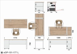 Wymiary biurka eOP-151-177 L