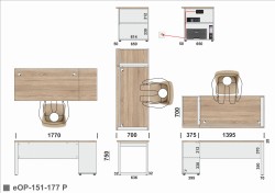 Wymiary biurka eOP-151-177 P