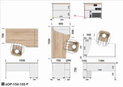 Wymiary biurka eOP-154-155 P