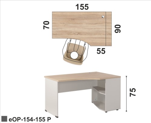 Biurko eOP-154-155 P