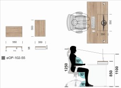 Wymiary podstawki pod monitor eOP-102-55