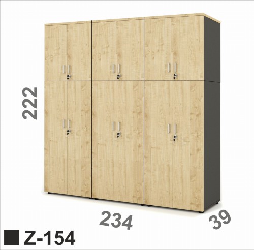 Zestaw trzech regałów 6 poziomowych w układzie drzwi 4+2