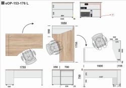 Wymiary biurka eOP-153-176 L