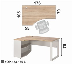 Biurko na nodze ramowej z szafką po lewej stronie | eOP-153-176 L