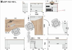 Wymiary biurka eOP-162-160 L