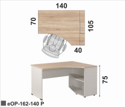 Biurko z szafką po prawej eOP-162-140 P