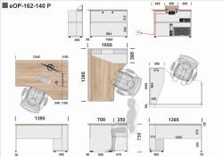 Wymiary biurka eOP-162-160 P