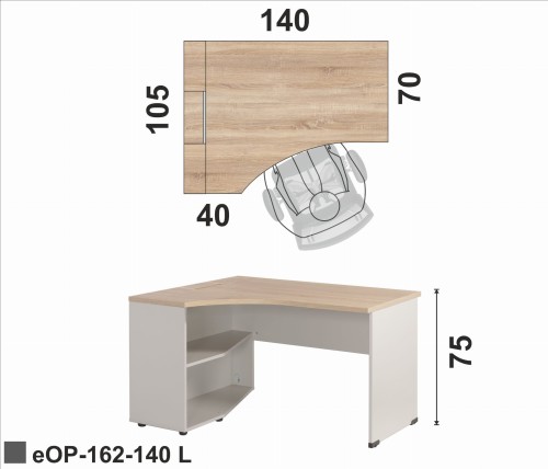 Biurko z szafką eOP-162-140 L