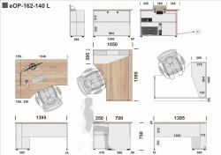 Wymiary biurka eOP-162-140 L