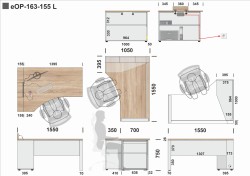 Wymiary biurka eOP-163-155 L
